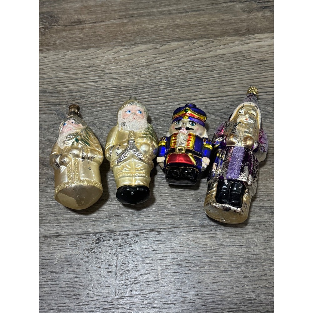 VTG Christopher Radko LOT of 4 Santa Clause Nutcracker Ornaments Holiday Glitter